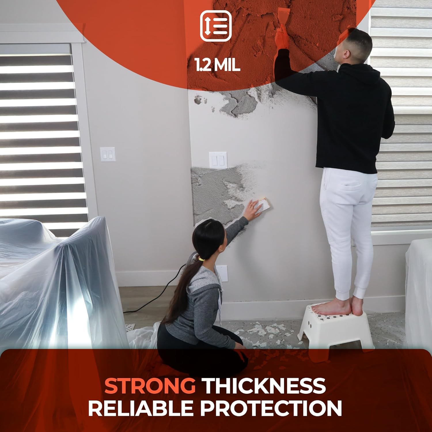 1 Pack plastic drop cloth usage image