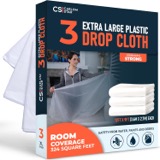 3 Pack 12x9 ft Extra Large Plastic Drop Cloth for Painting