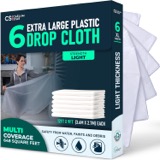 6 Pack 12x9 ft Extra Large Plastic Drop Cloth for Painting