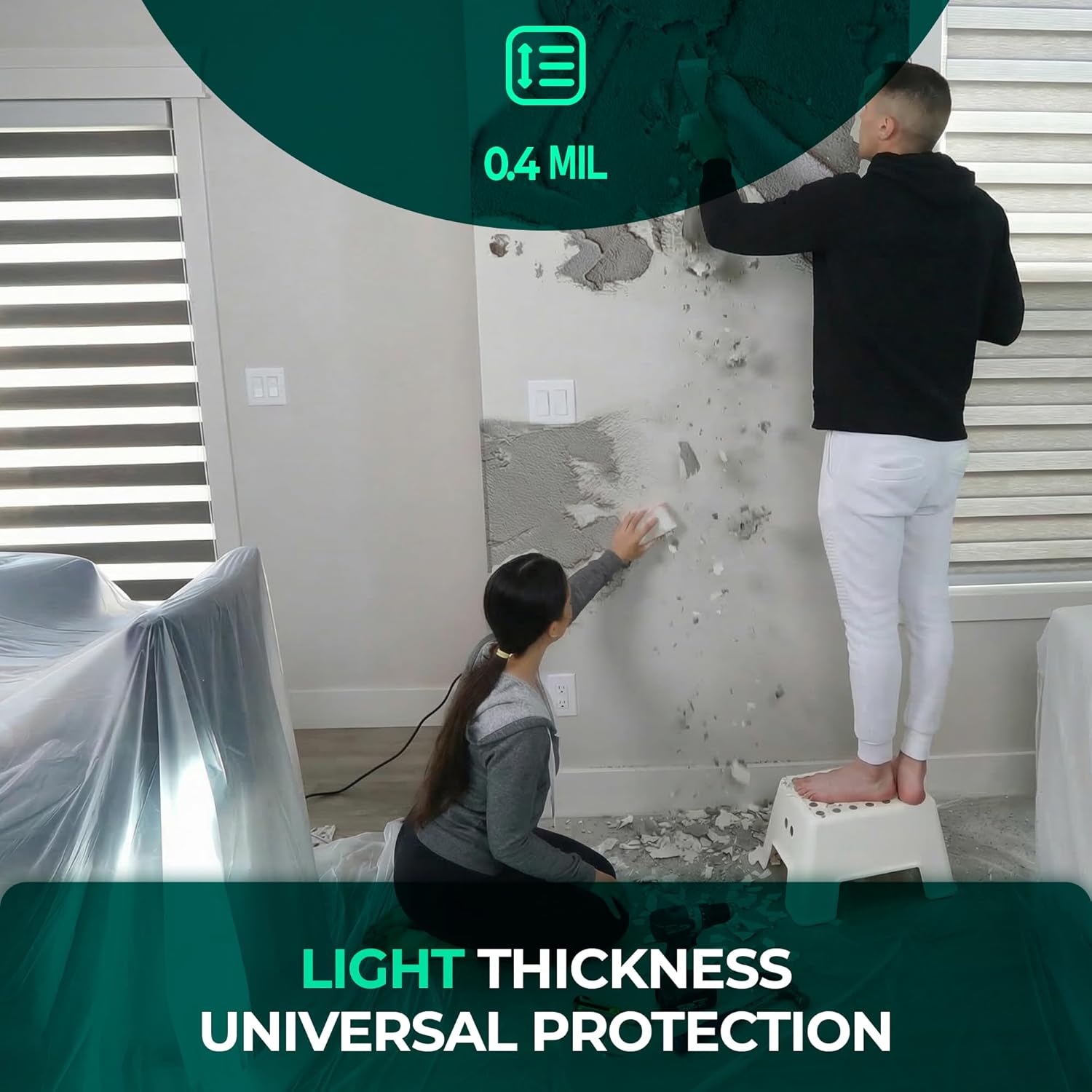 6 Pack plastic drop cloth usage image